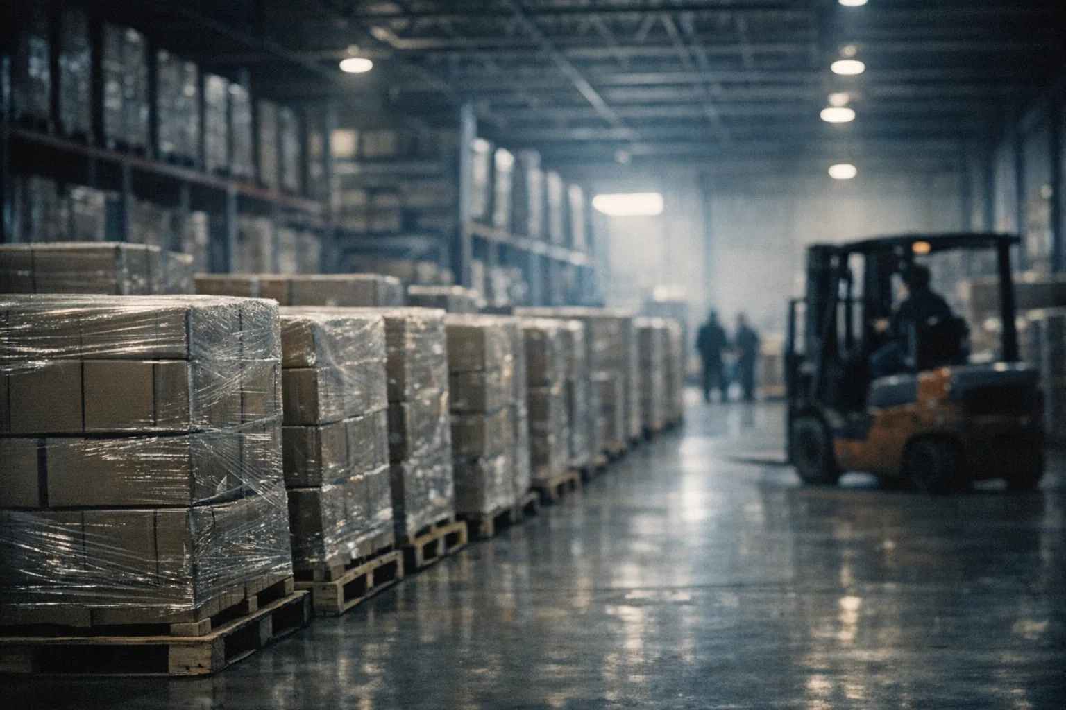 Pallets of goods in a warehouse